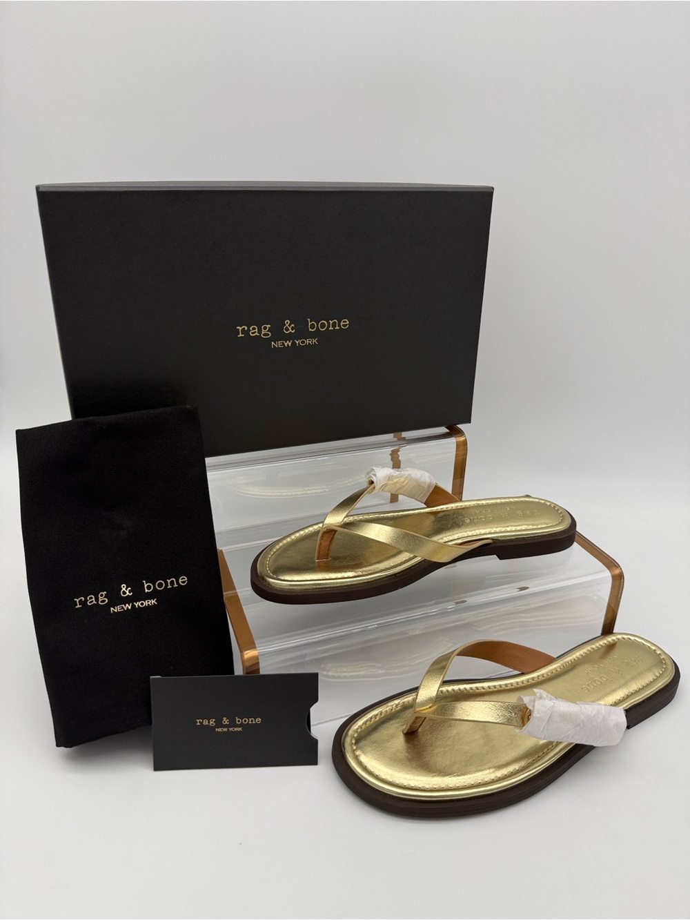 rag & bone Gia Flip Flop Thong Sandal Gold Size 7/EU 37